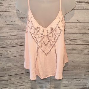 ASTR the Label Light Pink Swing Embroidered Strappy Tank Top Size Medium